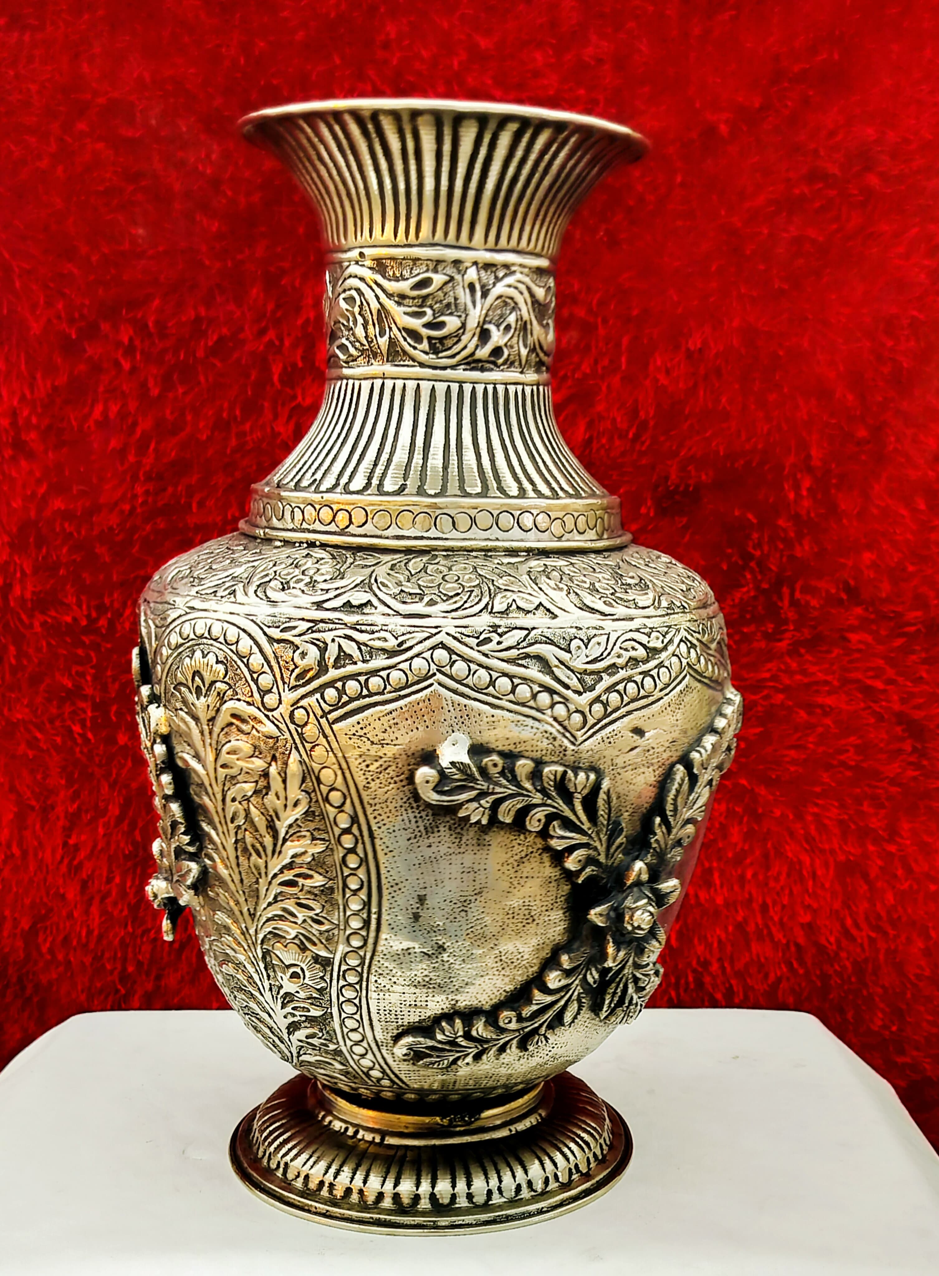 Antique German silver Radha Krishan flower pot for home décor/ gift item